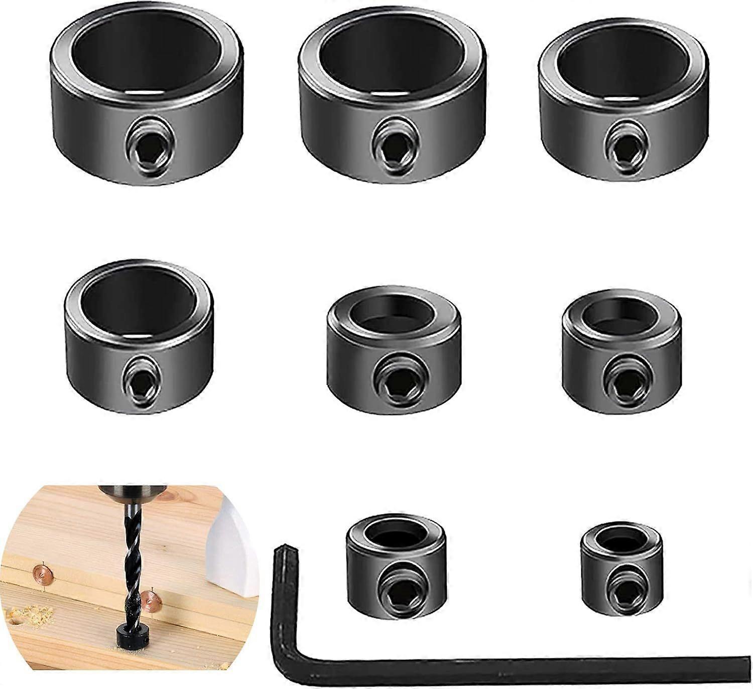 8pcs Positioner Collars, Ternel, Depth Stop Positioner Ring, Drill Depth Stop