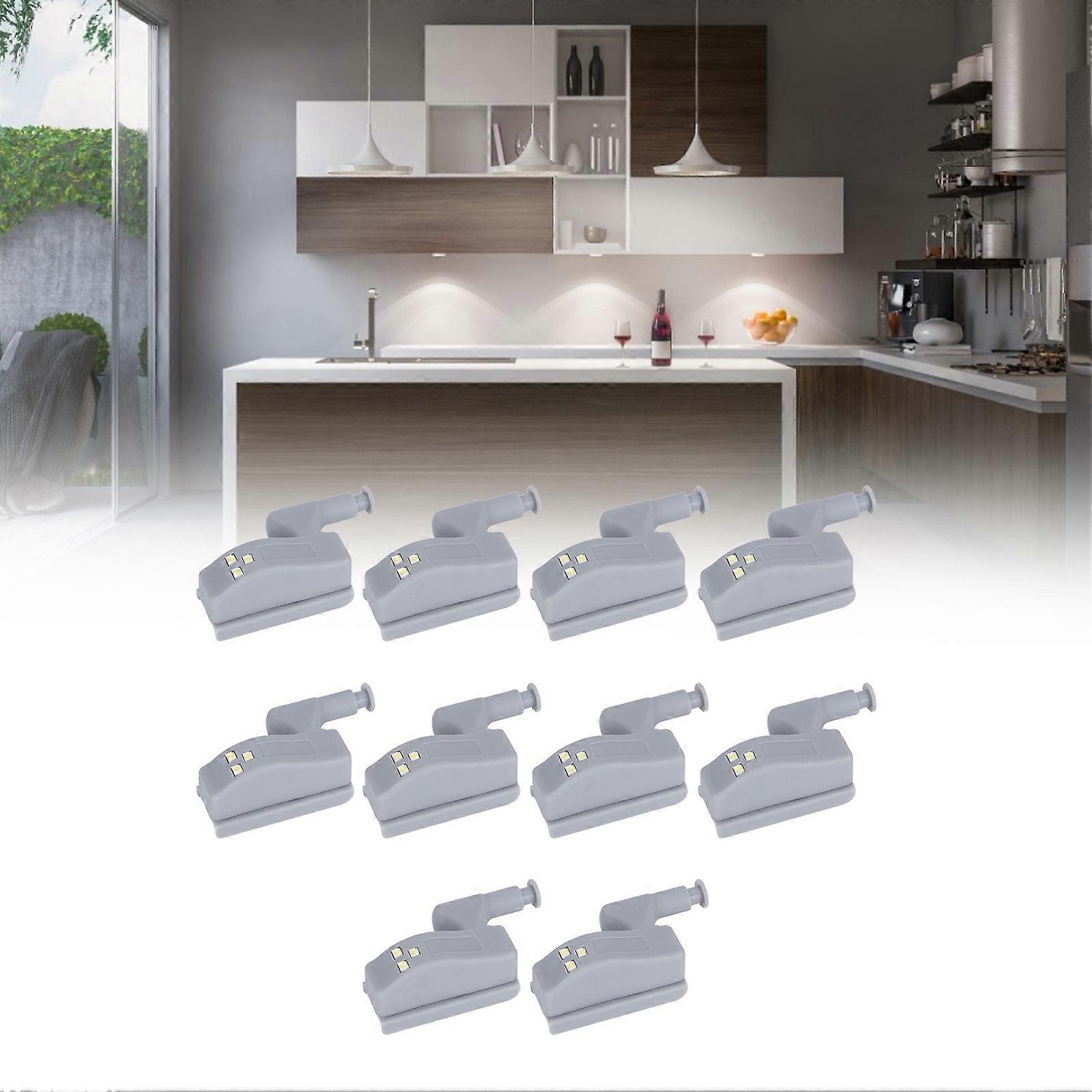 10Set Hinge LED Sensor Light 7x2x2.6cm White Cabinet Lamp