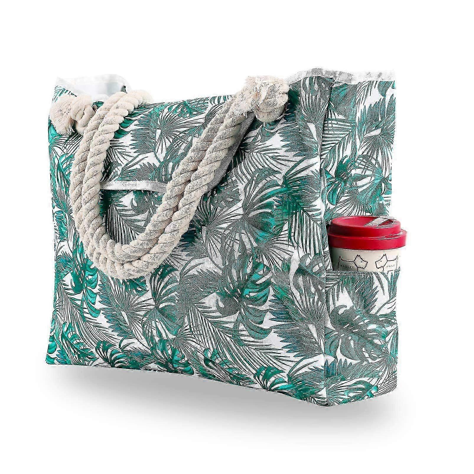 Extra Large Waterproof Canvas Beach Pool Tote Bag for Travel Weekender with Inner Pockets