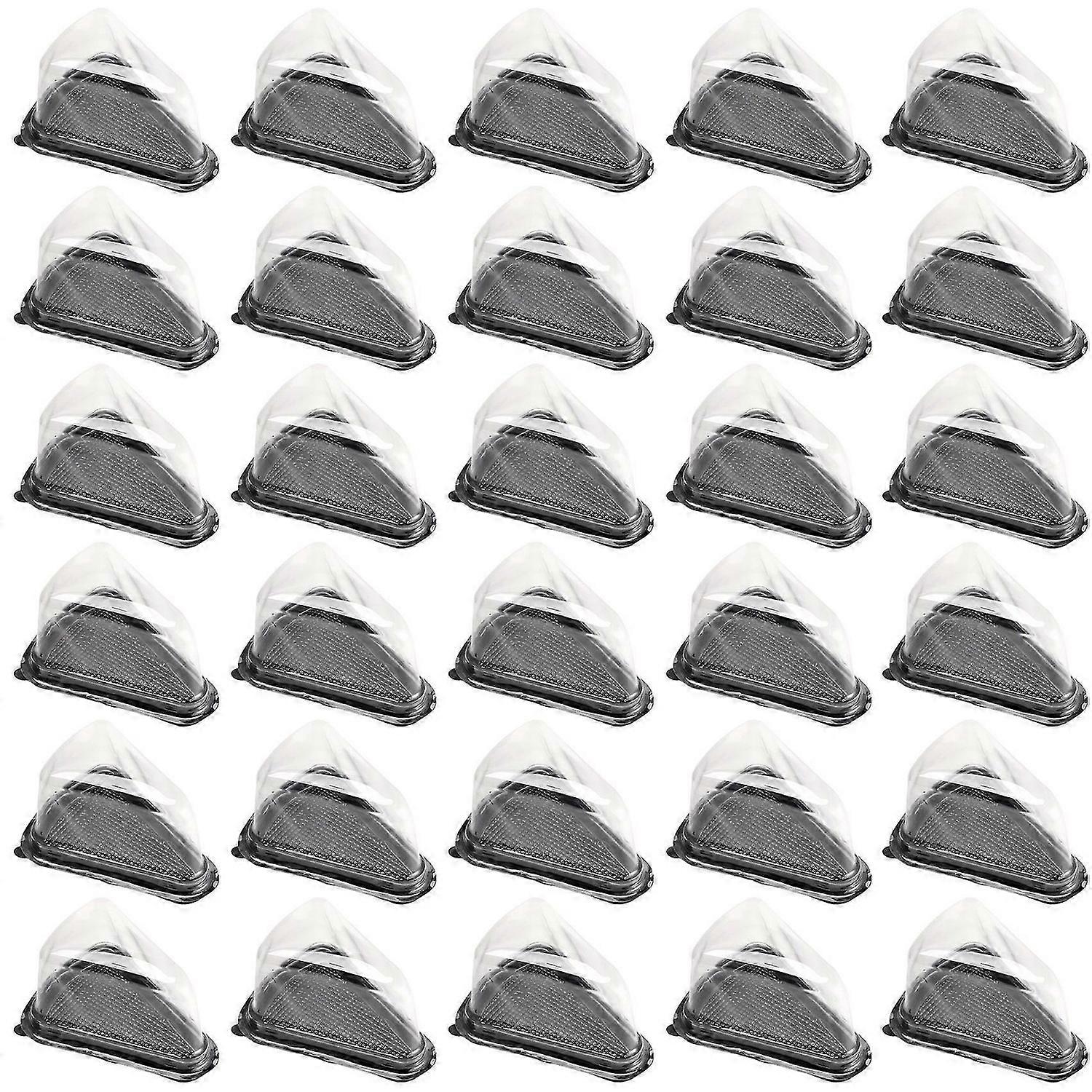 100Pcs Cake Slice Plastic Clear Cupcake Container Cheesecake Box with Blister Box with Black Bottom