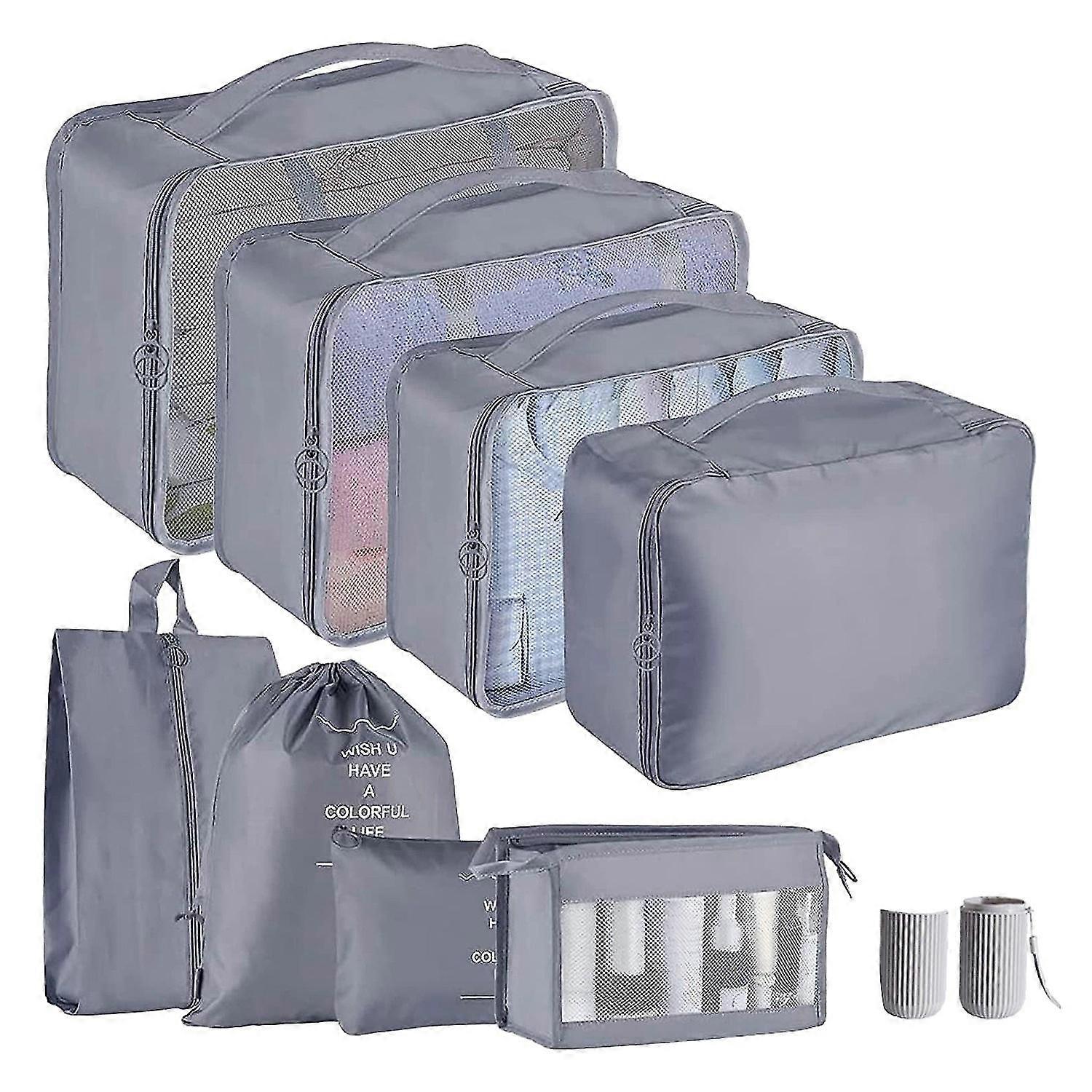 Travel Packing Cubes Set - 9 Pack Luggage Organizers for Suitcases, Lightweight and Durable Mesh Bags