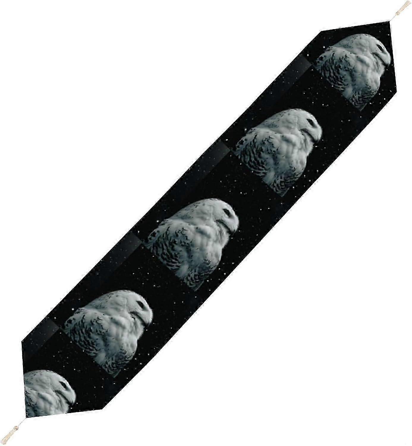 Snowy Owl and Stars Table Runner, Seasonal Kitchen Dining Table Runner, Party