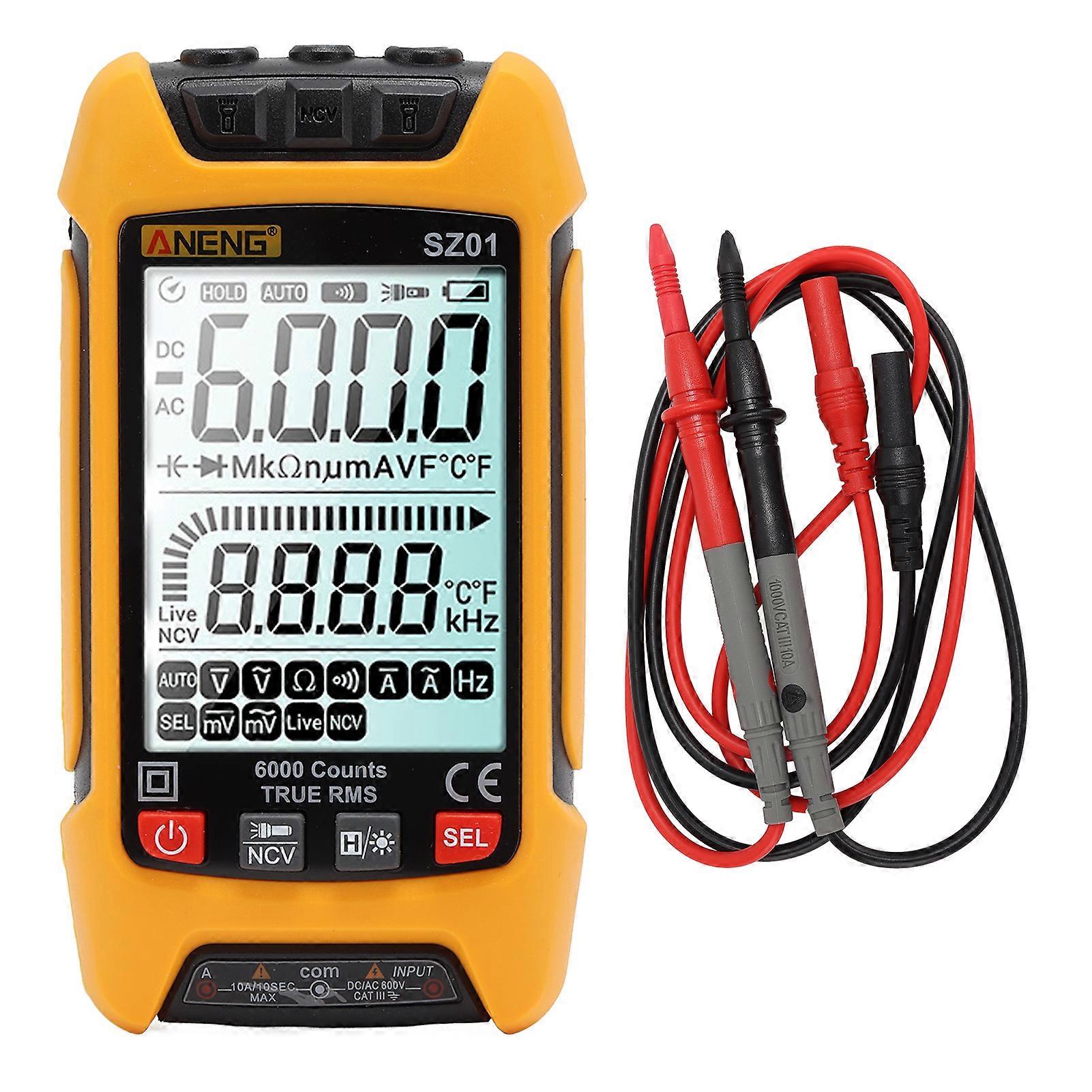 Intelligent Digital Multimeter Kit Large Screen High Precision Automatic Fire Prevention Tester Orange