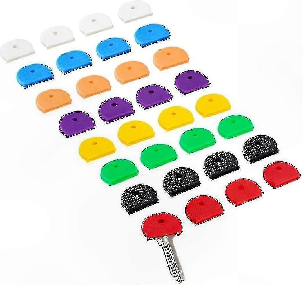 Universal Rubber Key Caps Set, 32 Pcs Half Round Door Key Covers, 8 Vibrant Colors for Easy Identification