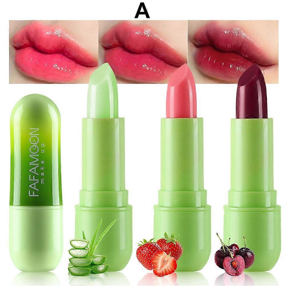 3-Piece Temperature Changing Lip Balm Set with Aloe Vera for Moisturizing Color Shift Effect