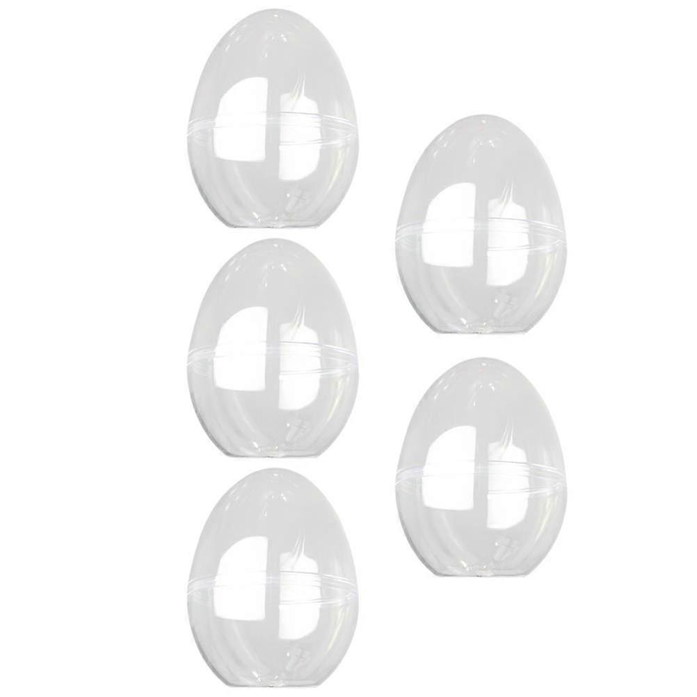 Plastic Transparent Storage Box Egg-Shaped Flat Bottom for Makeup Tools Display White Hollow Bottom 5Pack