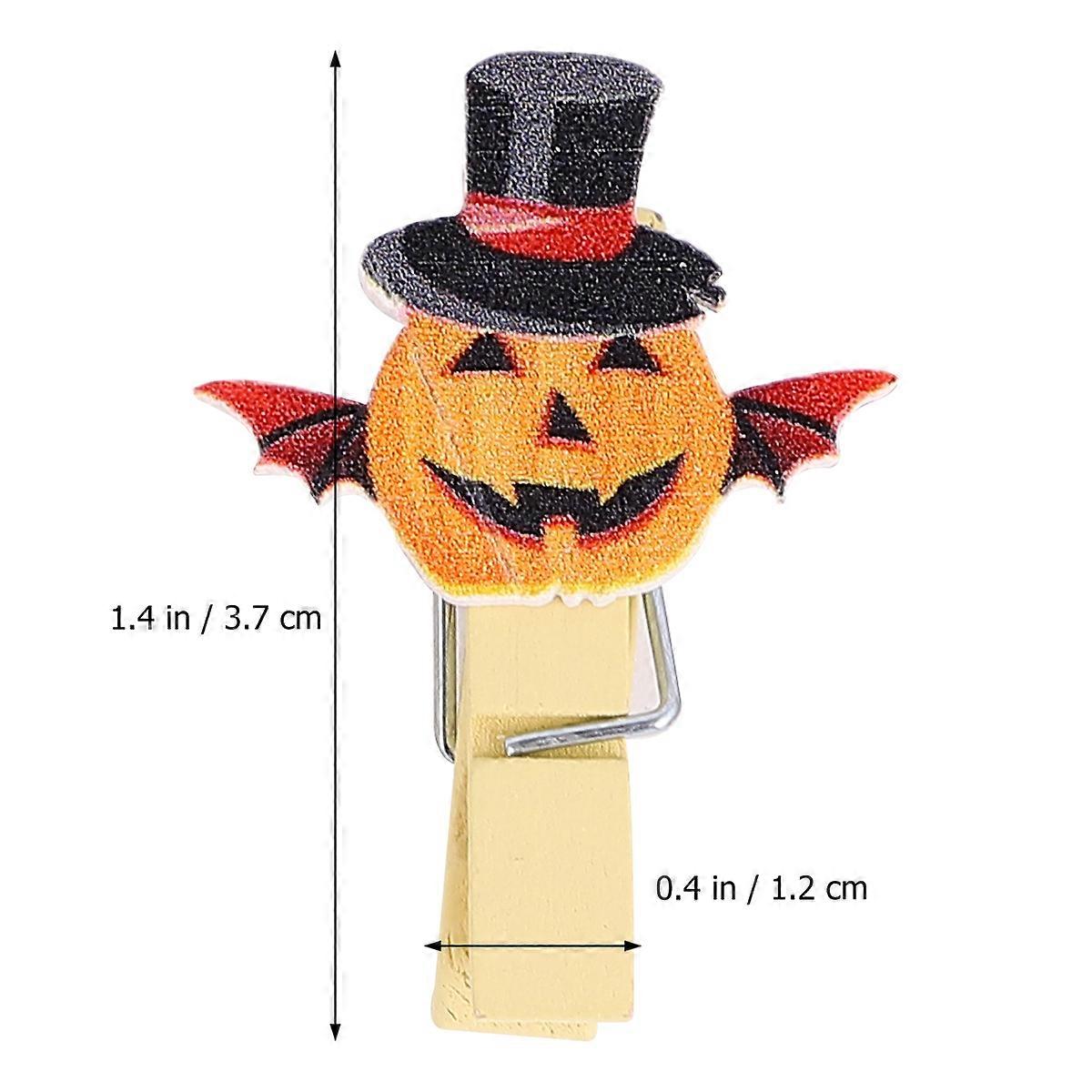 Assorted Color Wooden Pumpkin Decorative Clips 40Pcs For Home School Halloween Activities Fixing Snacks