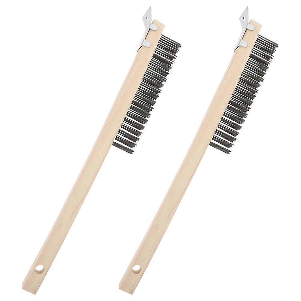 Multi-functional Pizza Stone Cleaning Tool Designed for Home Users with Ergonomic Long Handle Beige 2Pcs