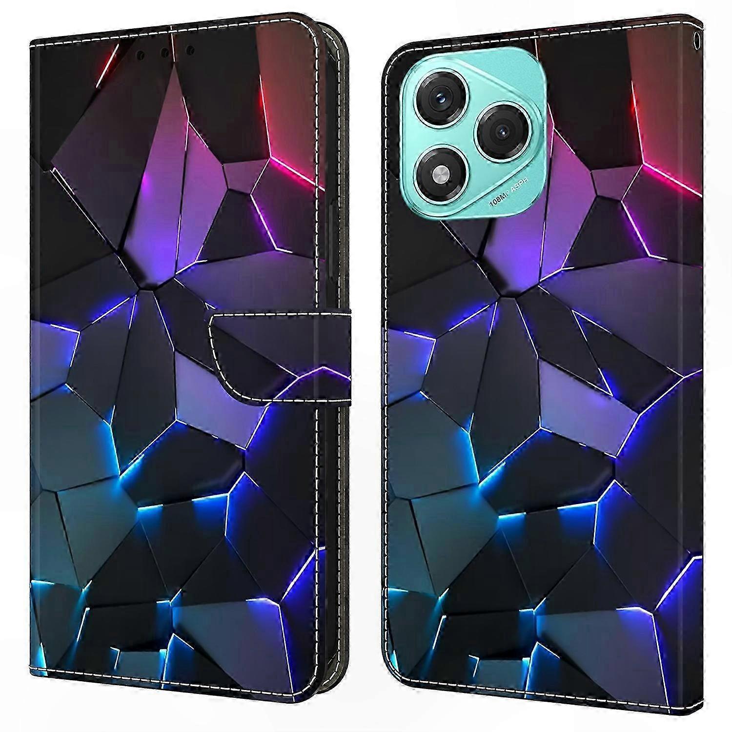 5G Phone Case with Card Slot and Pattern Design for Honor 400 Lite - Flip Cover TPU PU Leather Protective Shell