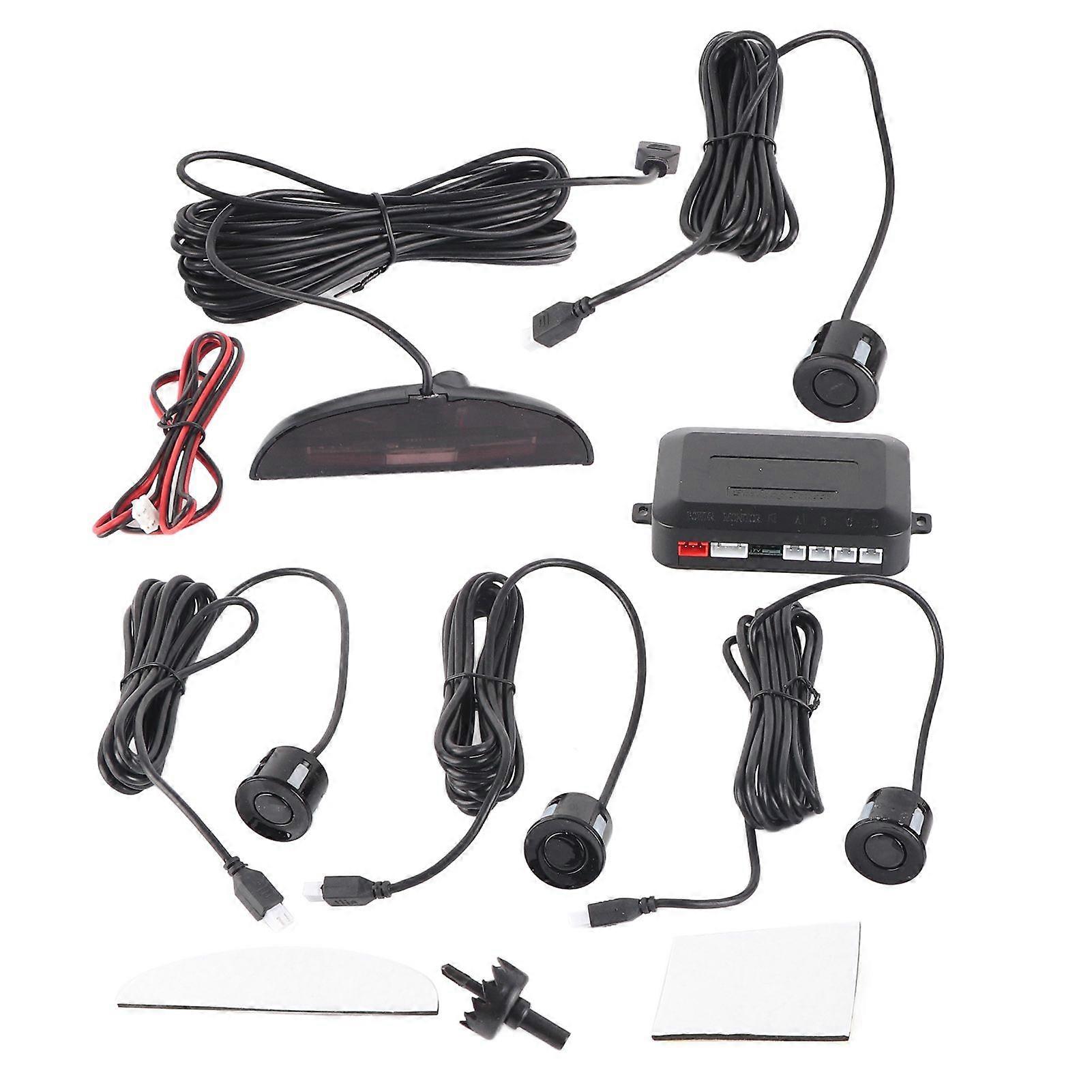 Car Parking Sensor Kit Reverse Backup Radar System with 4 Probes LED Display Buzzer Beep Alarm