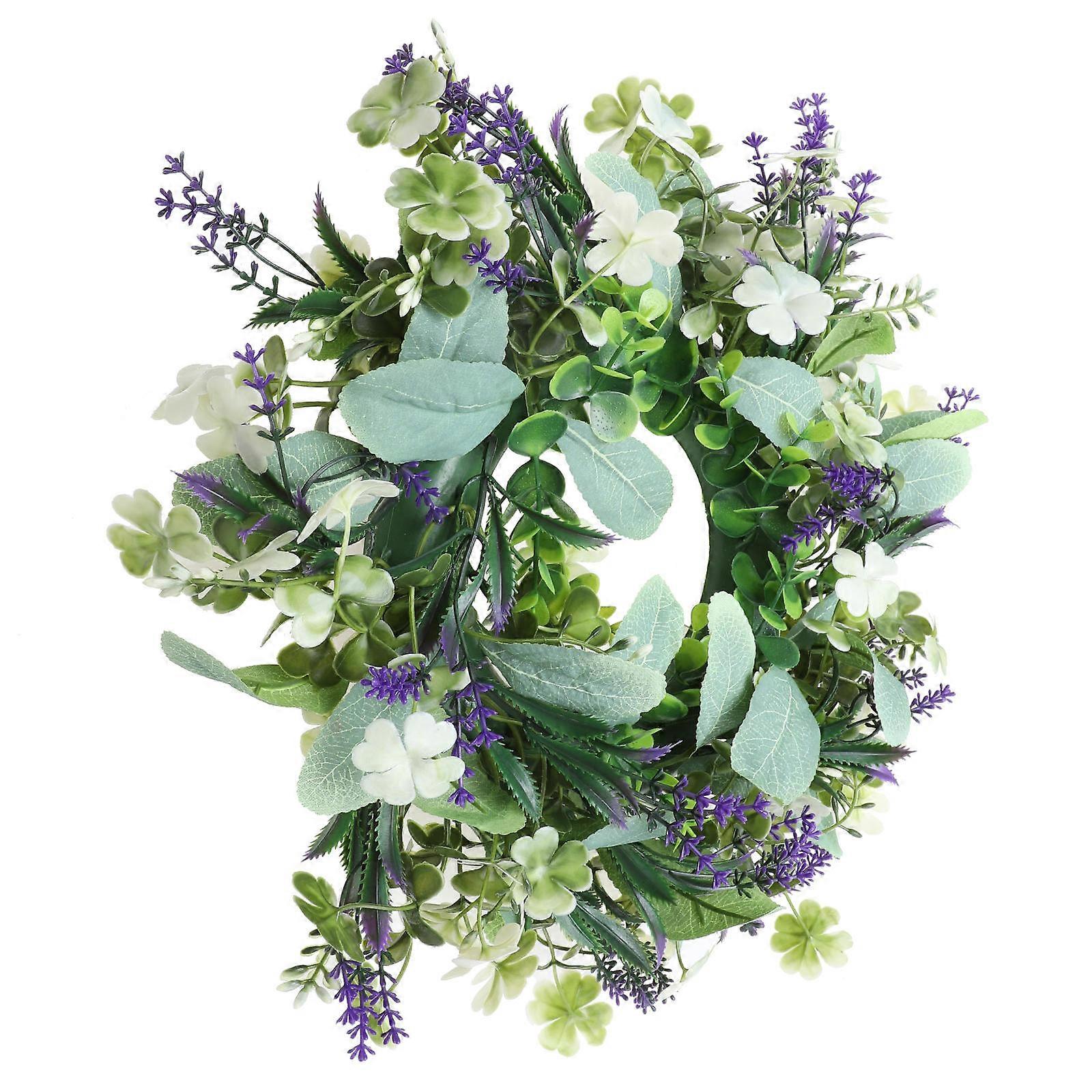 2Pcs Spring Decorative Wreath for Door Hanging Green Simulation Garland