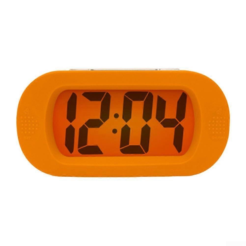 Compact Digital Alarm Clock Orange Travel Size With Ascending Alarm Sound And Snooze Function