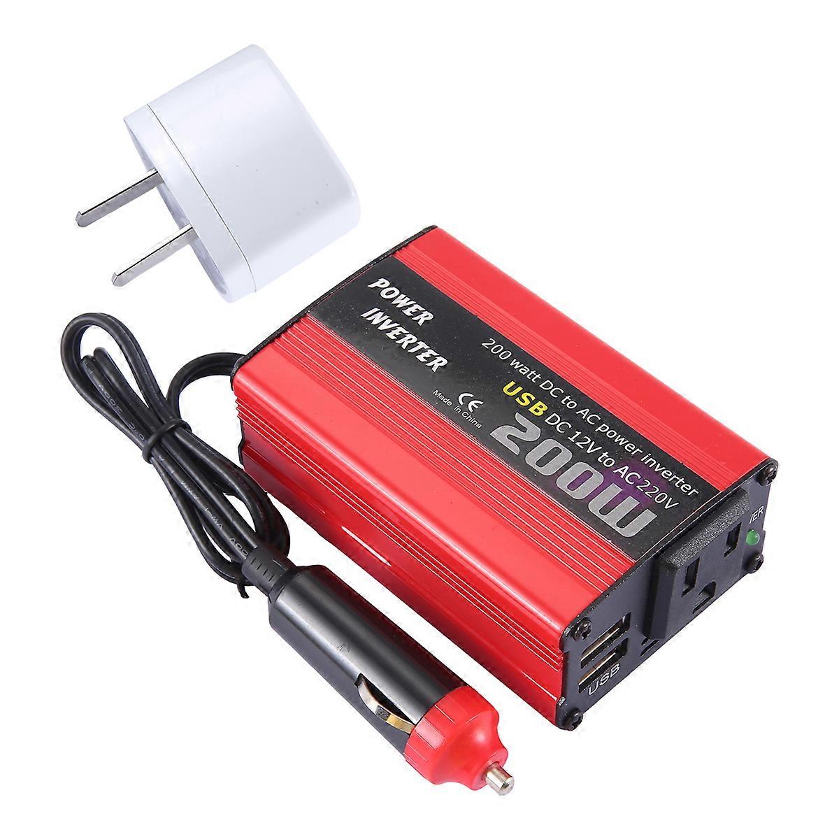 200W Auto Wechselrichter DC 12V zu AC 220V Konverter - Rot