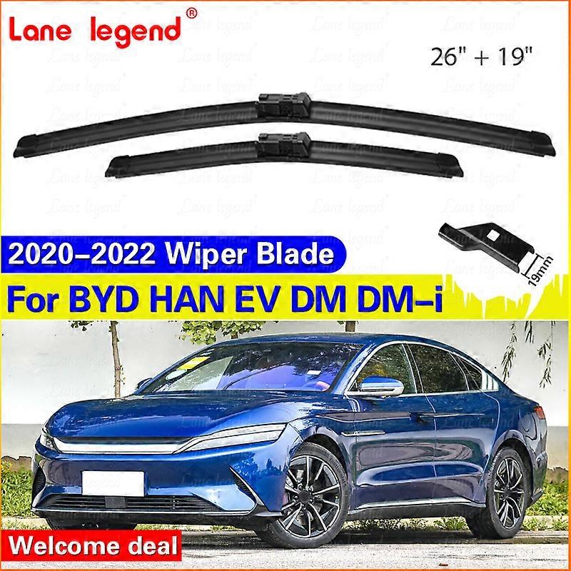Applies to Wiper Front Wiper Blades For BYD HAN EV DM DM-i 2020 2021 2022 Windshield Windscreen Front Window Brushes 26"+19"