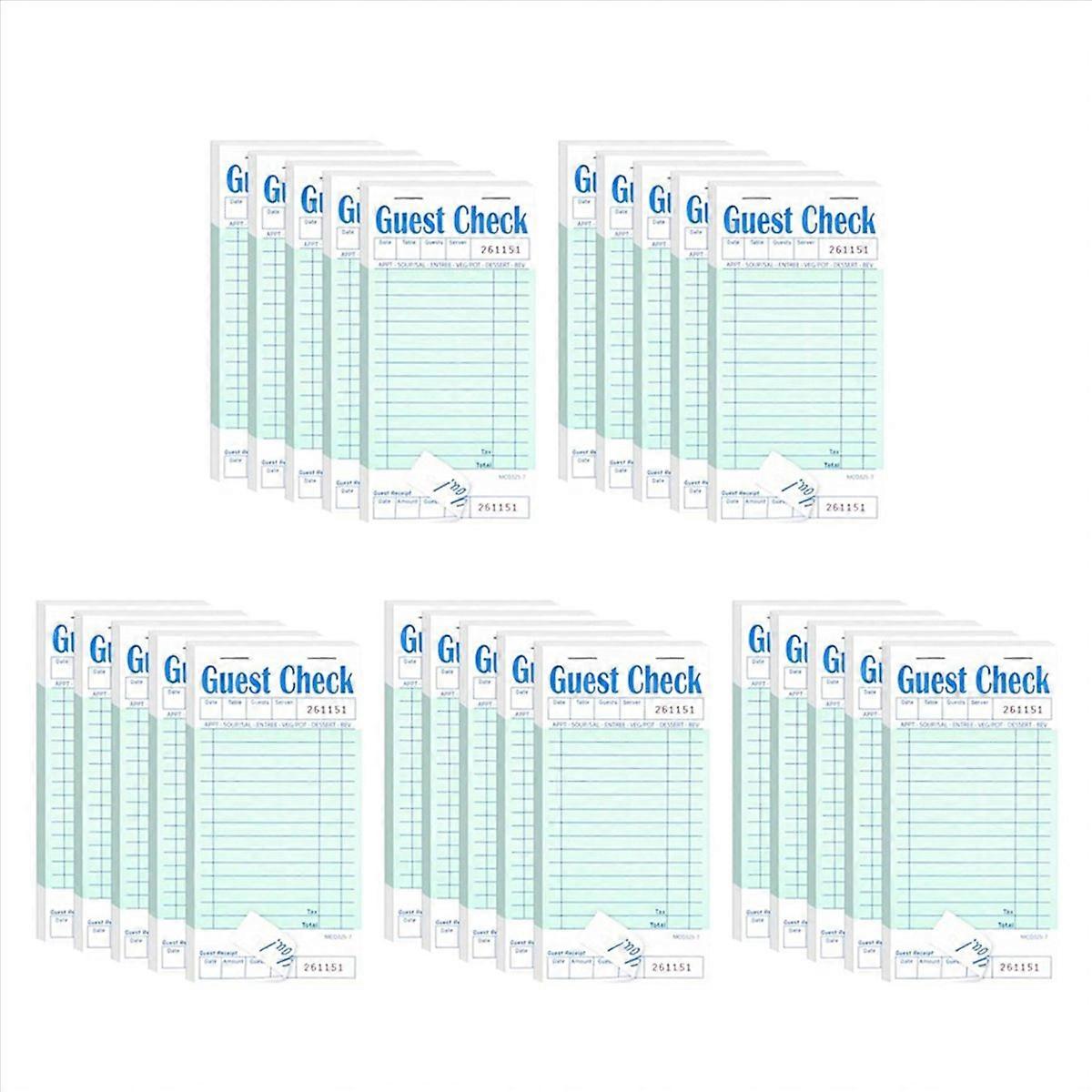 25 Pack Guest Check Books, Server Note Pads for Restaurant, Green Waiter Checkbook, Restaurant Order