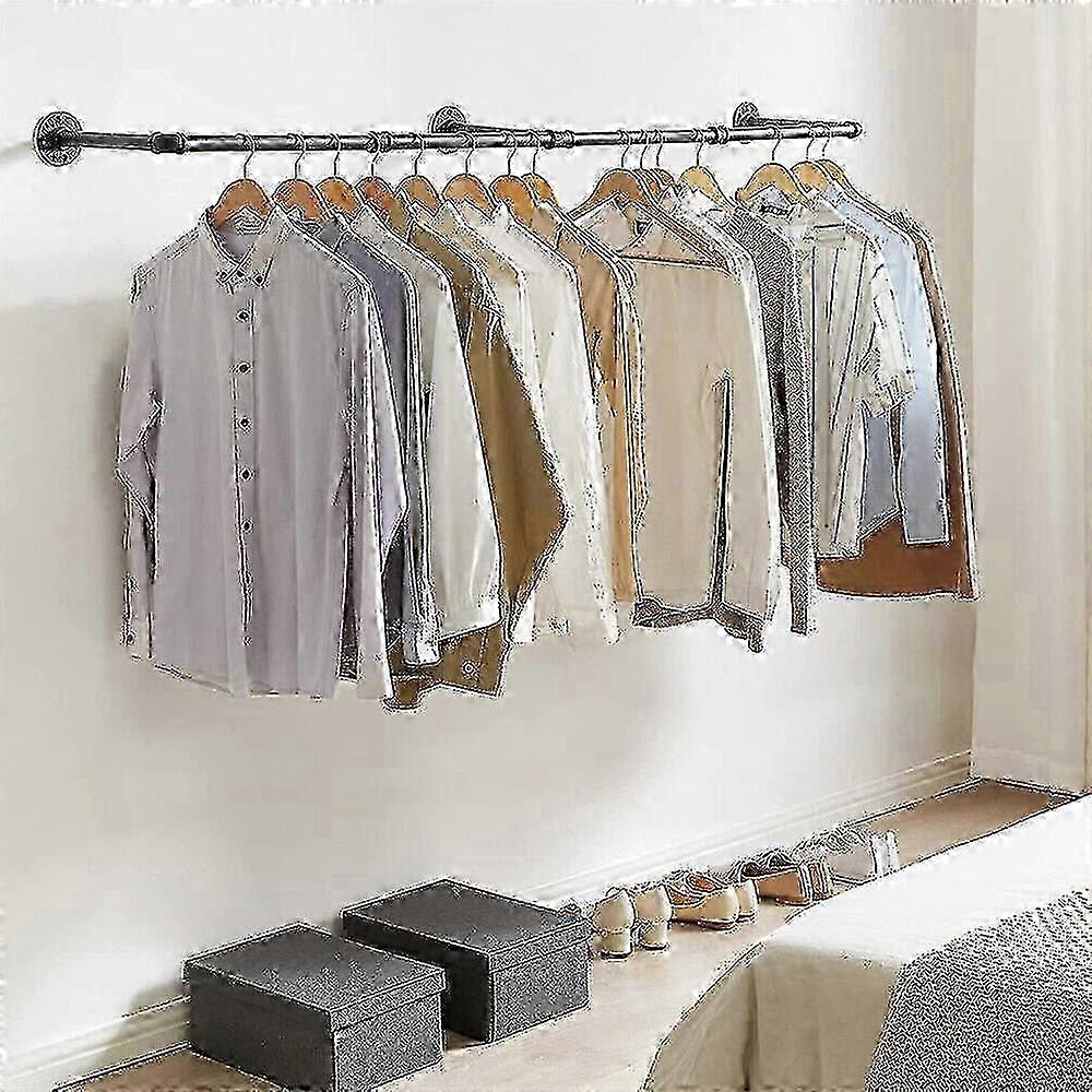 6フィートヘビーデューティ壁掛けガーメントラック衣類ハンギングレールポール