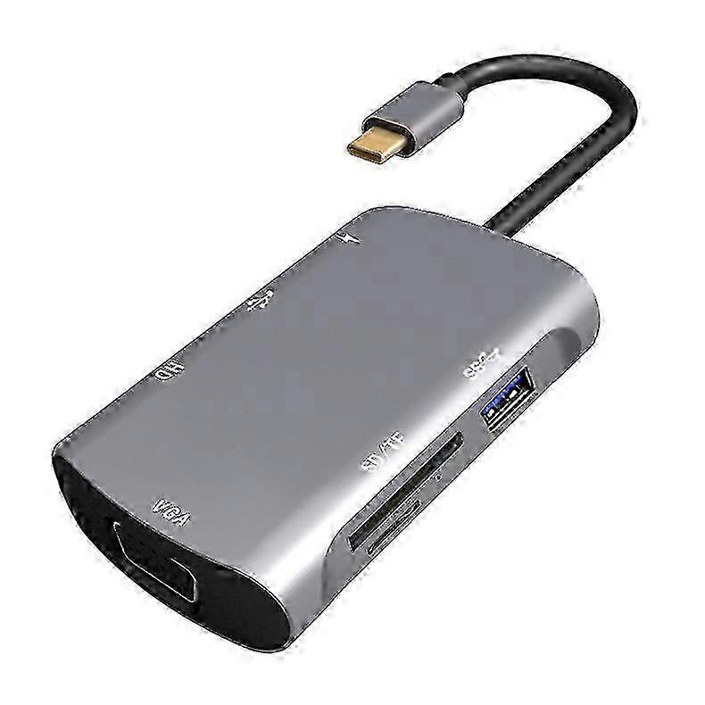 V217E 7 In 1 Type C / USB-C to PD + HDMI + VGA + USB3.0 + UB2.0 + SD / TF Multi-function Type-C / USB-C HUB Docking Station miao7