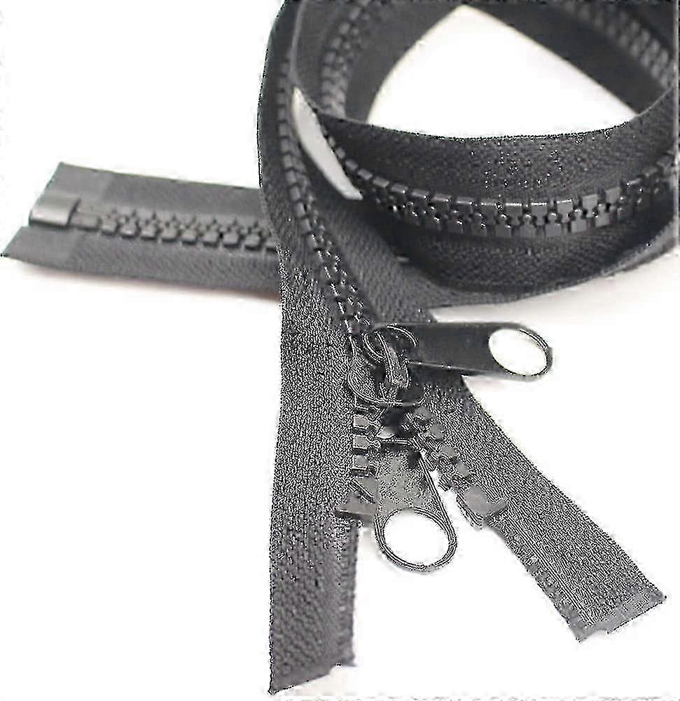 200 سم # 10 سحاب كبير قابل للفصل من البلاستيك سستة مزدوجة للخيمة ، قماش ، كيس نوم (DP Black) - B