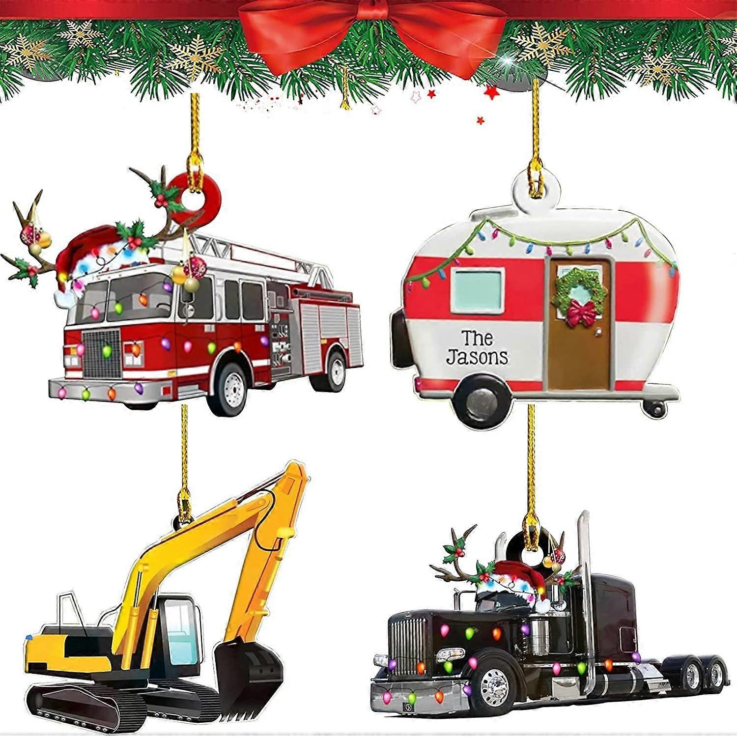 زخارف لافتة خشبية لسيارة عيد الميلاد (النمط الثاني + النمط الثالث + النمط الرابع + النمط السادس)