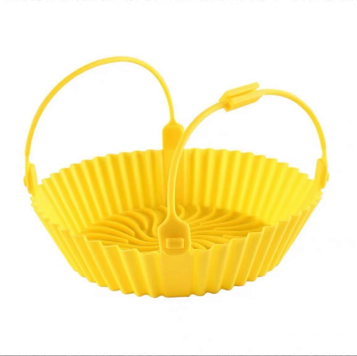 Reusable Non-Stick Silicone Air Fryer Basket, Round Handheld Easy Clean Accessories with 3 Colors