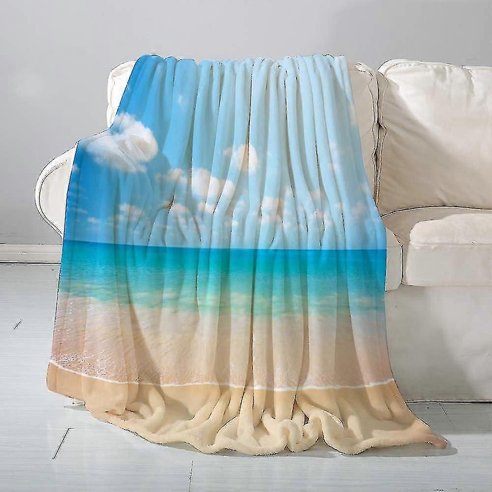 Blanket Flannel Blanket Sofa Throw,ocean,dreamy Hot Tropical Sea Coast With Soft Waves And Sunny Sky Landscape Nature - Versatile Blanket Fluffy Soft 