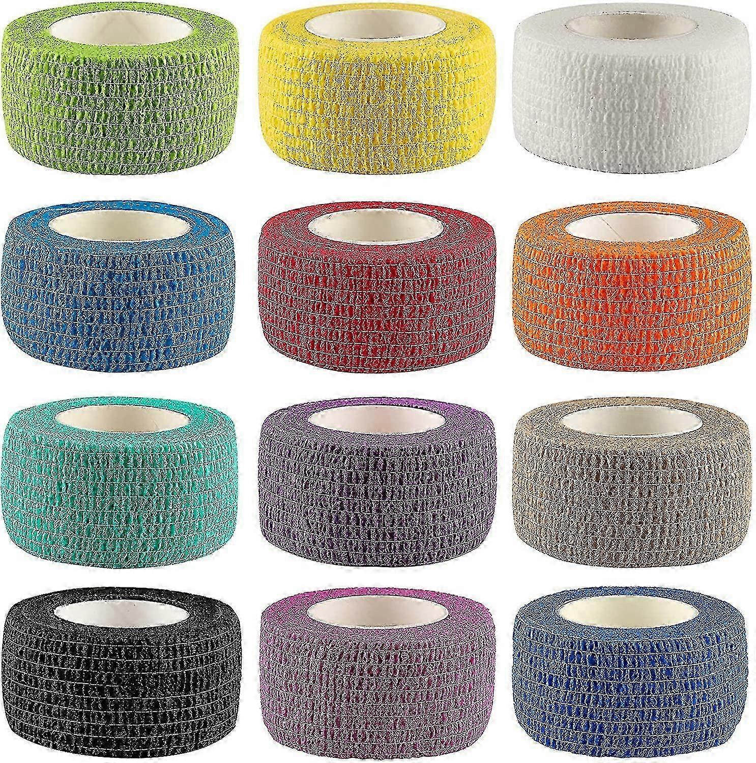 Self Adhesive Bandage Wrap, 12 Pack 1"x5 Yards Elastic Self-Adherent Wrap