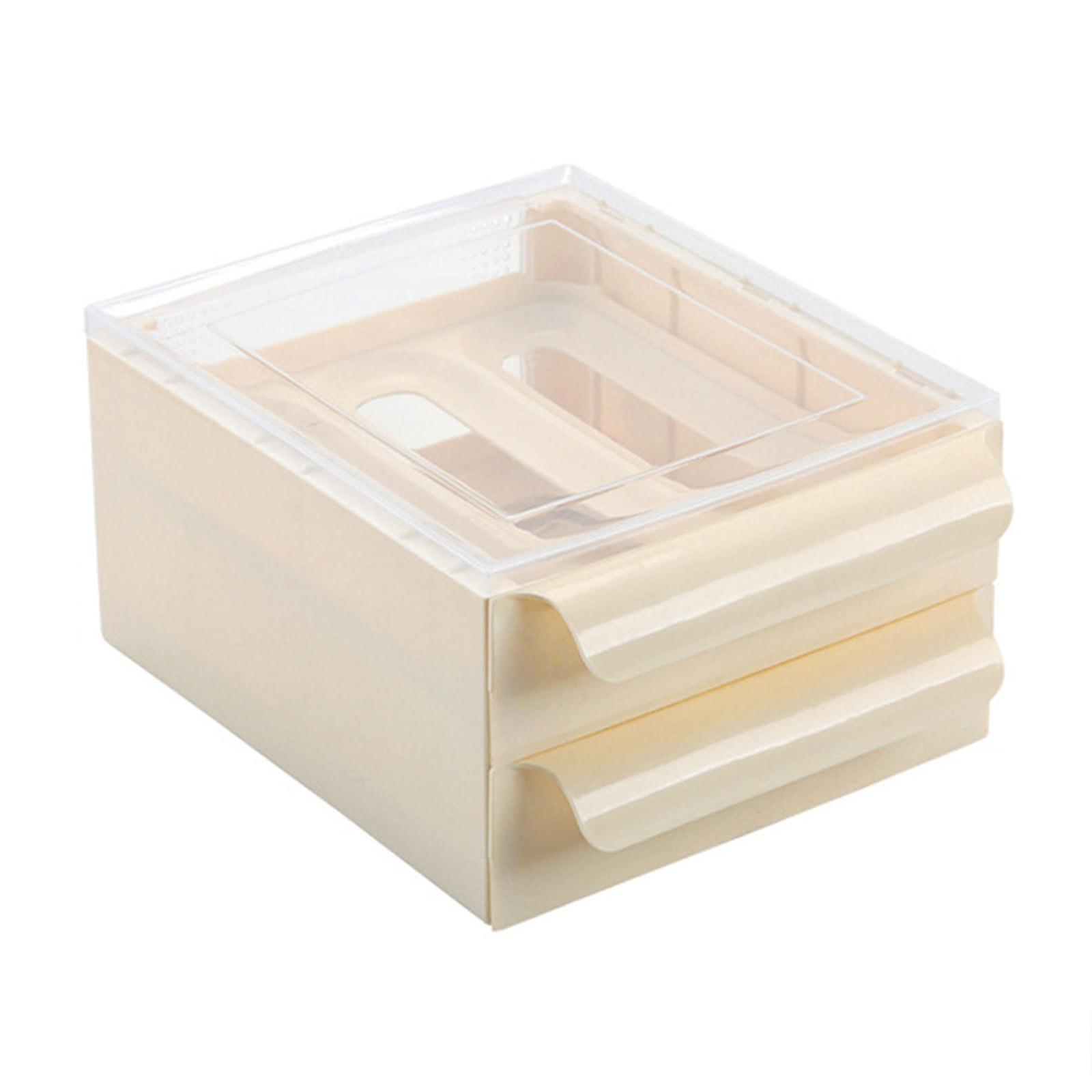 Home Storage Double Layer Drawer Storage Box Eggs Dispenser For Refrigerator Kitchen Utensils Cream Color