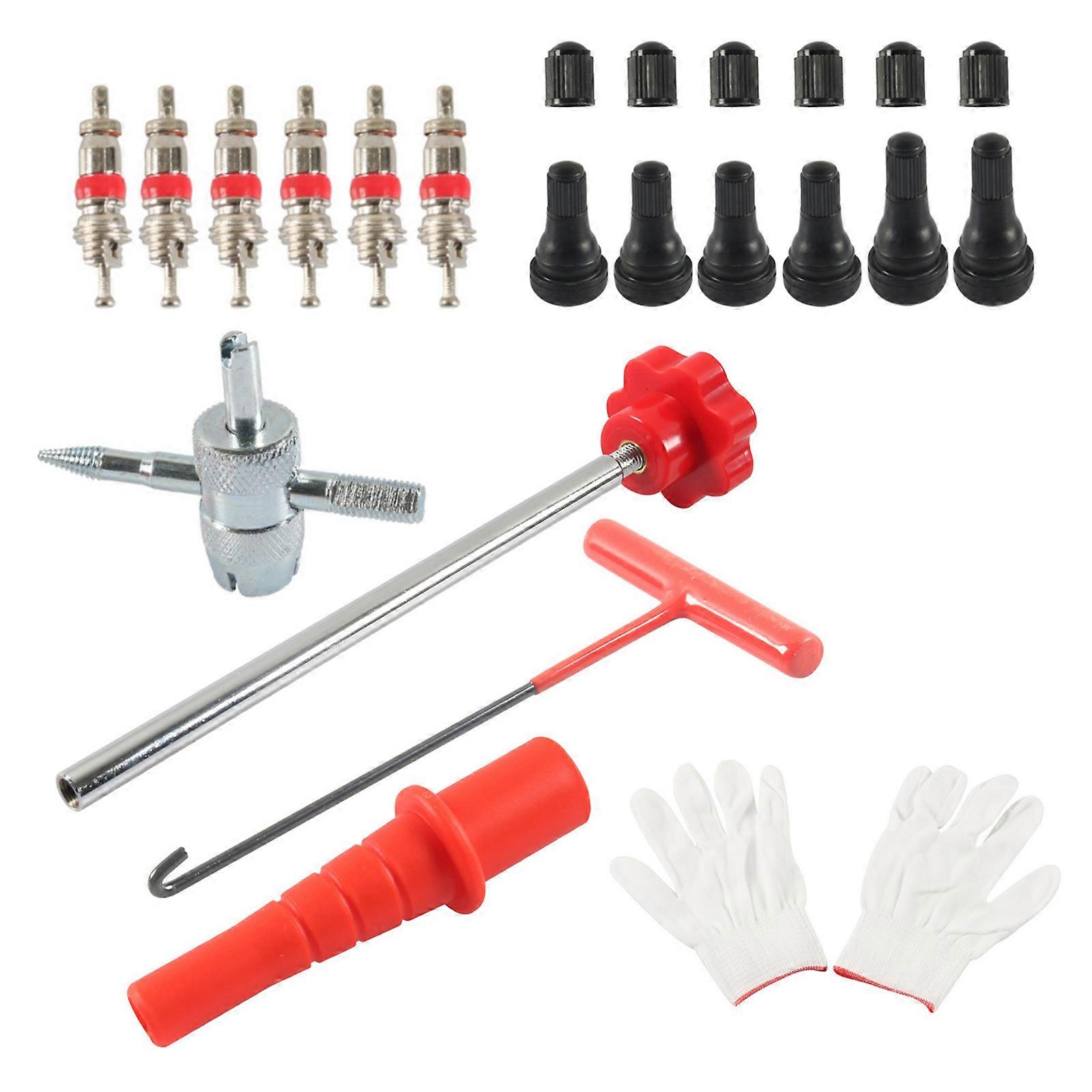 Universal Tire Valves Stem Replacement Kit Valves Stem Changer Tool set for Quick Installation without Professional Skills Multicolor