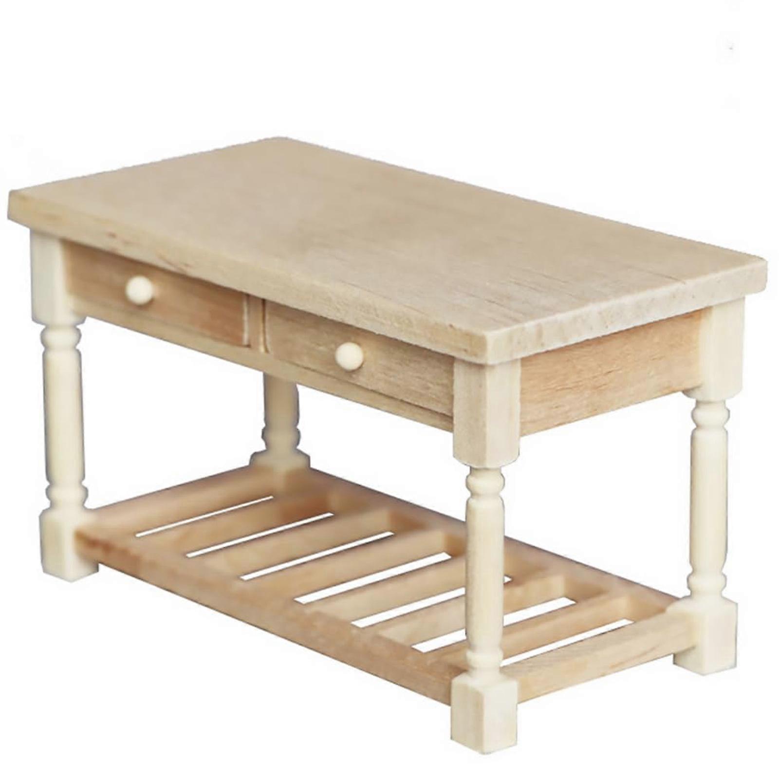 Miniature Craft Wood Desk Model With Realistic Design Perfect For Dollhouses Scenes And Display Multicolor