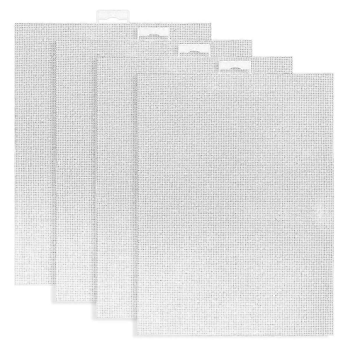 4 PCS 14 Count Plastic Mesh Canvas Sheets compatible with Embroidery, White Plastic Needlepoint Canvas (8 X 11