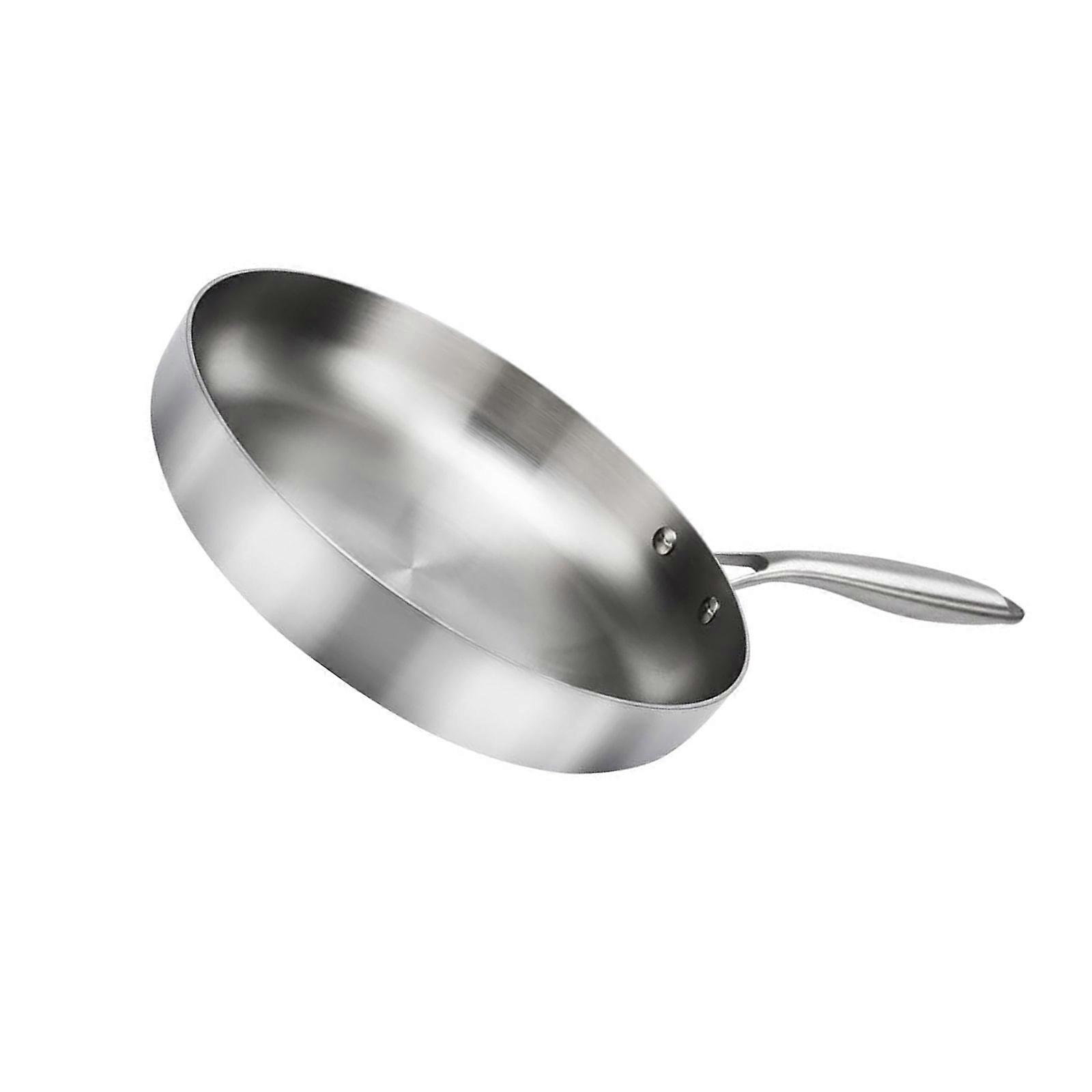 Eggs Frying Pan Nonstick Flat Bottom Uncoated Wok Stainless Steel Kitchen Cookware for Gas Stove and Induction Cooker Multicolor