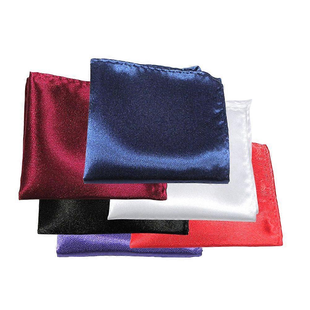 6pcsメンズスーツポケットチーフウェディングハンカチ(ブライトレッド&ワインレッド&ブラック&ホワイト&パープル&ネイビーブルー)