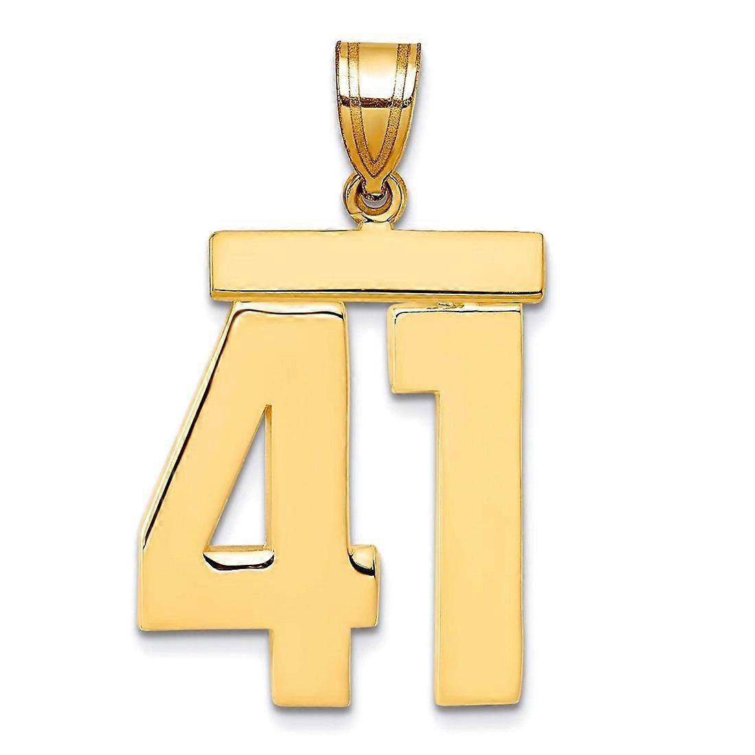14Kソリッドイエローゴールドラージポリッシュスポーツゲーム番号チャームペンダントネックレス女性用 - 番号:020〜371