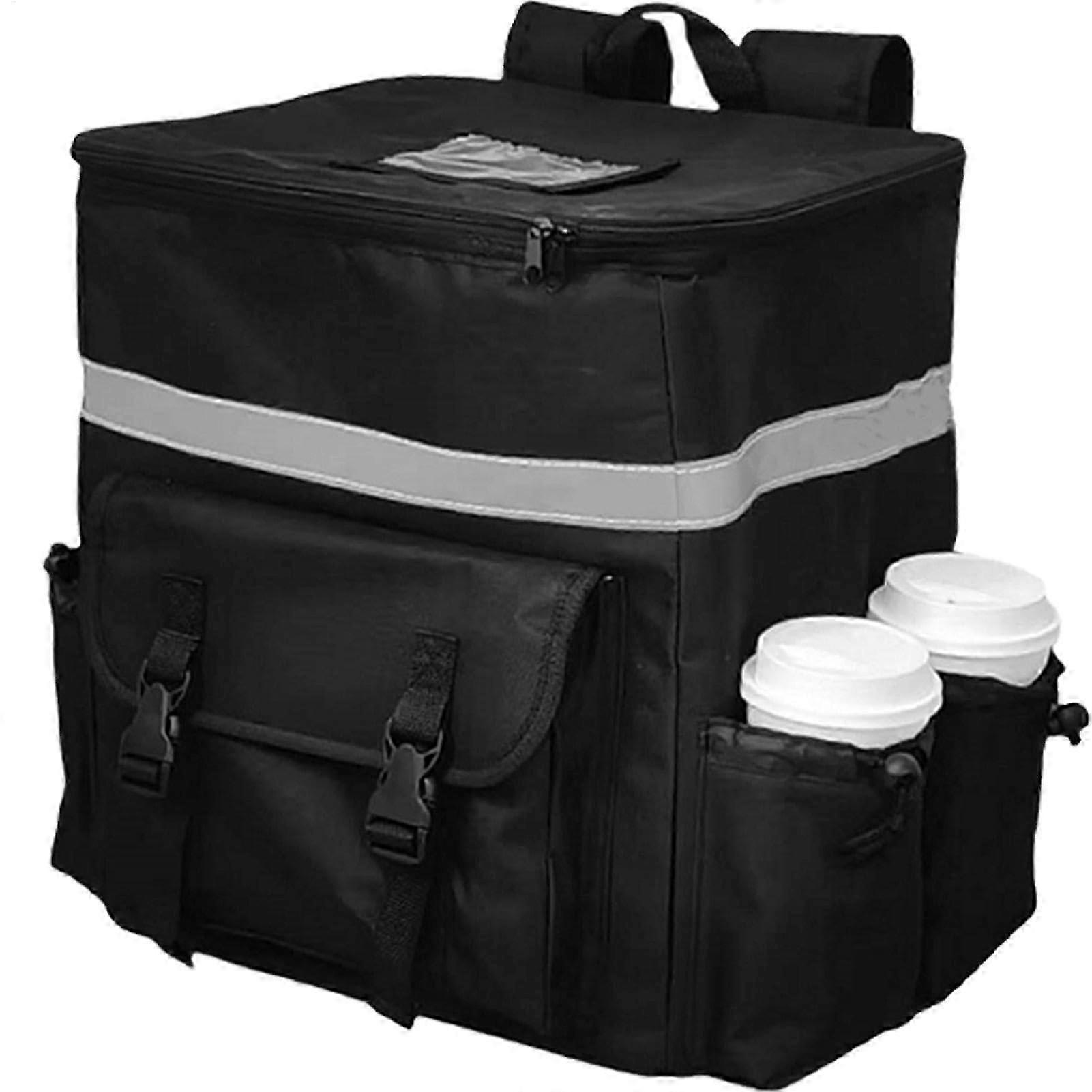 Food Delivery Backpack - Insulated Pizza Delivery Bag, Commercial Catering Rucksack, Black Hot Food Transport Pack