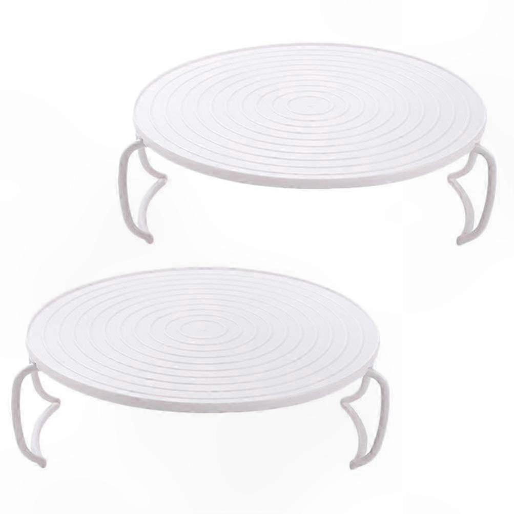 2-Piece Microwave Plate Stacker, Plastic Tiered Food Cooling Rack, White