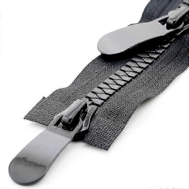 1pc Colored Resin Zipper Double Slider Open-end Auto Lock Clothing Zipper, Black, 8#, 100cm
