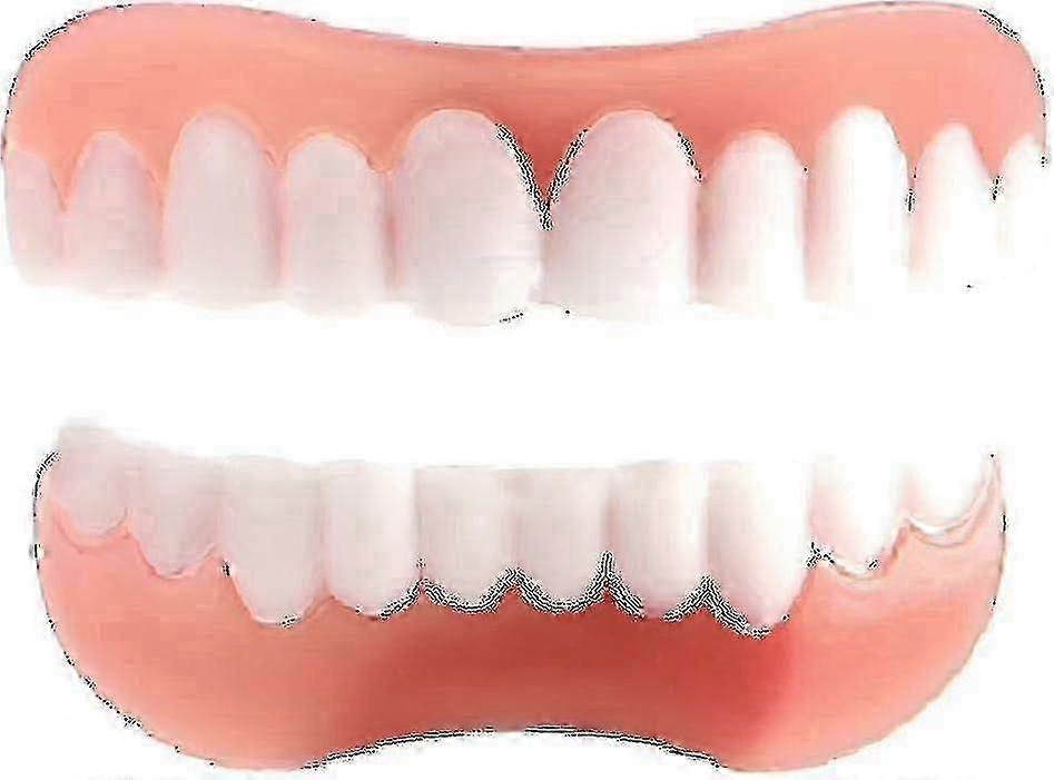 2-Pack Upper/Lower Dentures Set - Bright White Comfort-Adjustable False Teeth
