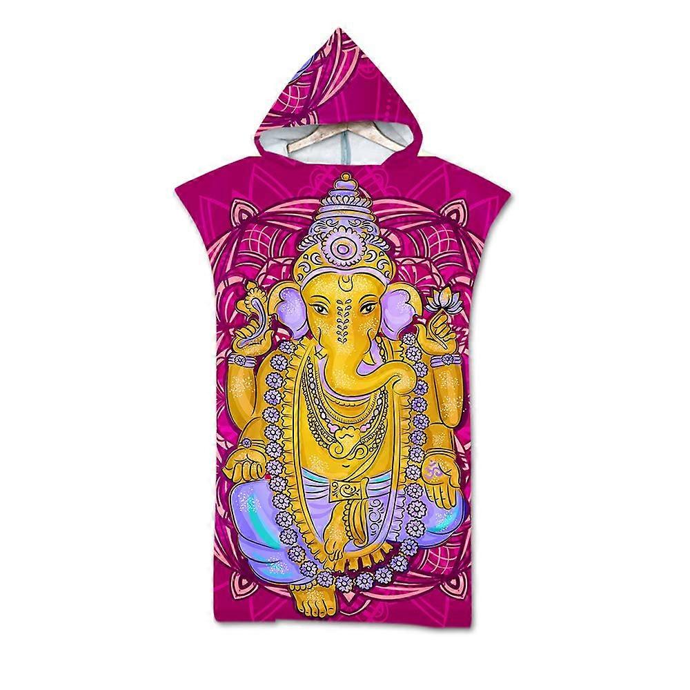 Hooded Changing Robe Surf Poncho Towel Microfibre 75x110 Cm Extra Long Light Weight Elephant Bohemia Beach Pattern
