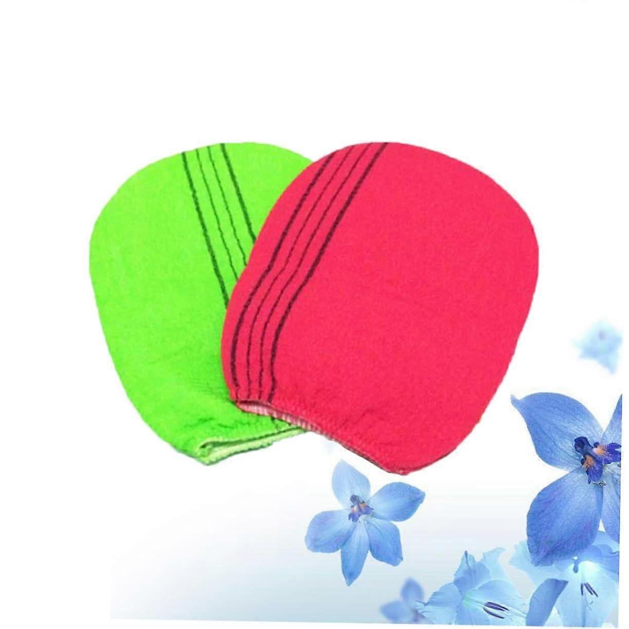 Exfoliating Bath Gloves 2pcs Set for Gentle Skin Scrubbing Shower and Bath Use Random Color Rubbing Gloves