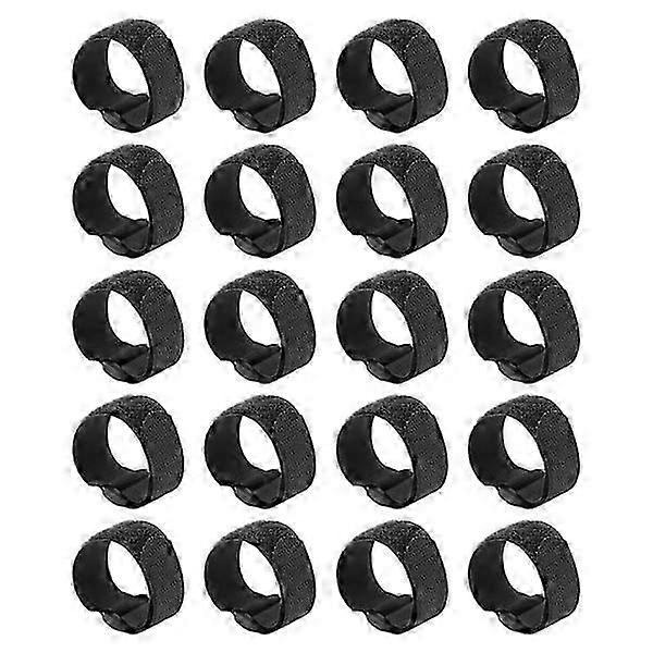 20 pcs hook and loop cable ties Reusable plastic buckle Nylon hook and loop fastener black20x300 mm