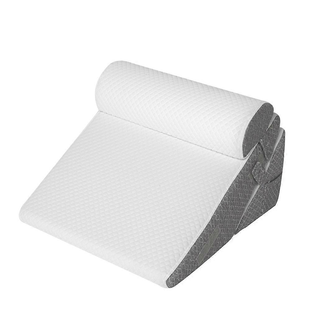 Wedge Pillow for Headboard - Adjustable Orthopedic Memory Foam Neck Cushion Set for Acid Reflux, Back Support, White and Light Grey