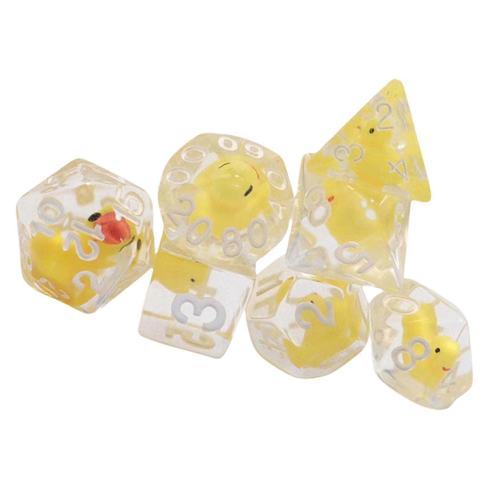 7Pcs Different Number of Face Resins Dices Desktop Game Props Educational Toy Polyhedral Kid Multi-Sided Digital Dices  Transparent core wra