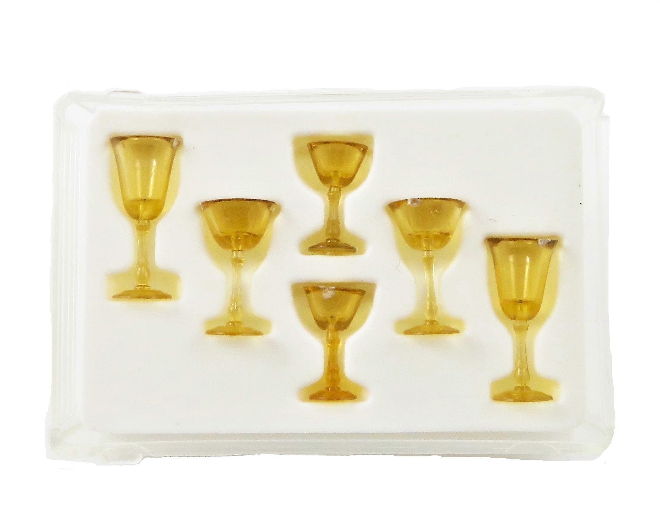 Κούκλες Σπίτι Amber Cut Stemware γυαλιά που Chrysnbon μινιατούρα τραπεζαρία αξεσουάρ