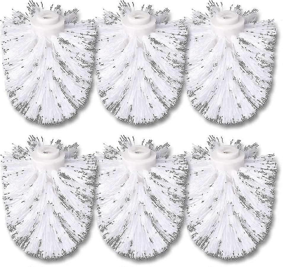 6pcs Toilet Replacement Brush Head White Replacement Brushes Diameter 8cm