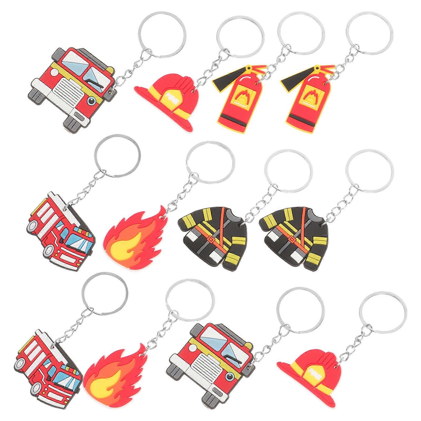 12pcs Firefighter Key Chain Firefighter Keychain Pendant Firefighter Gift Keychain(Random Style)