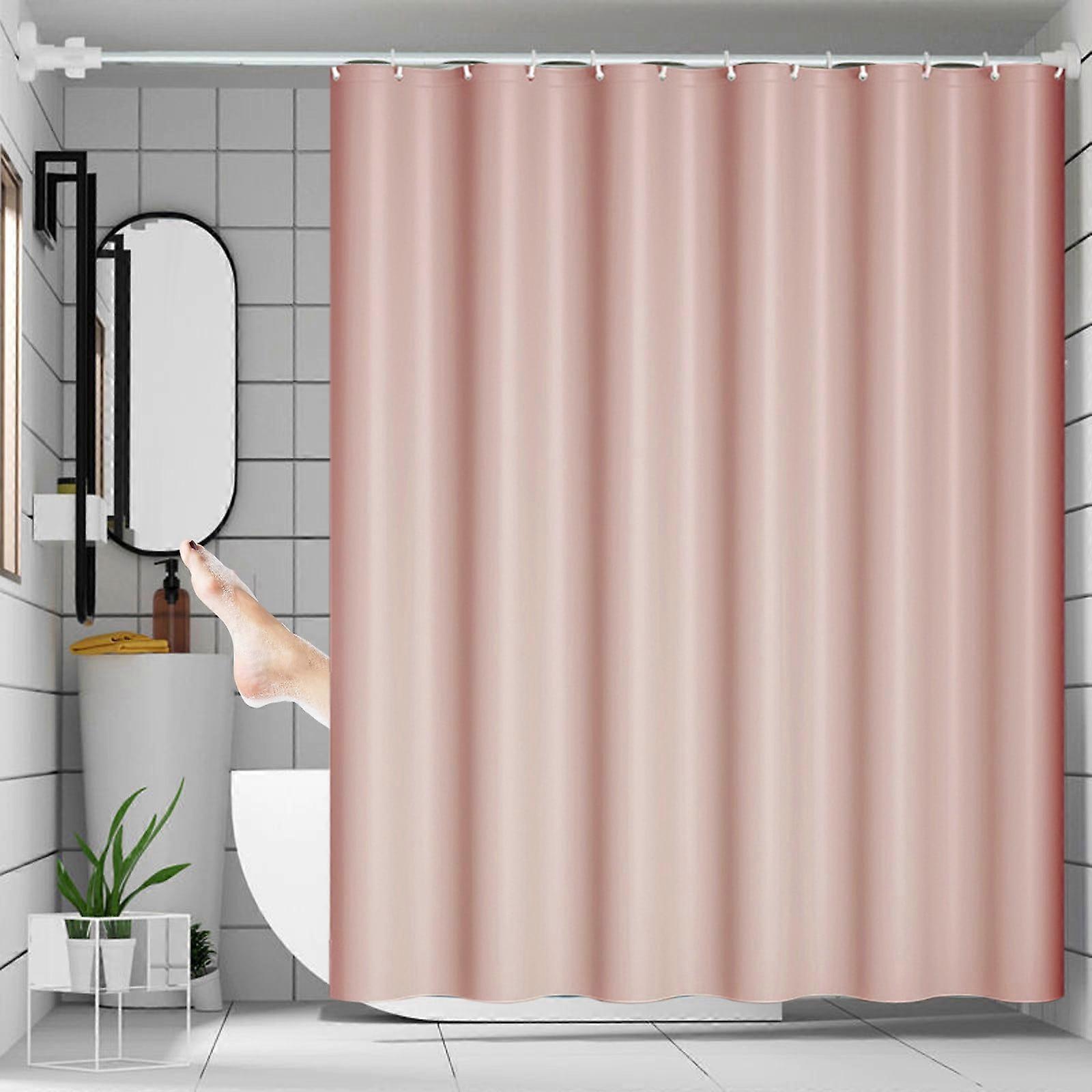 Waterproof Weighted Shower Curtain Liner 71x48in, Machine Washable, No Punch Holes Needed, with Hooks, Compatible with Standard Shower Rods