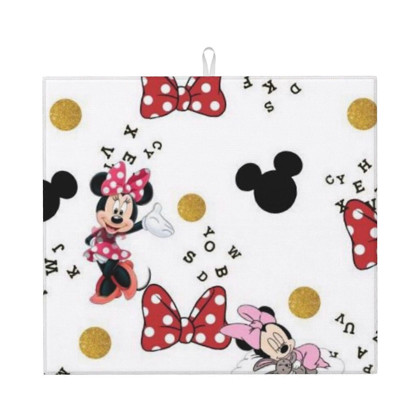 Mickey Mouse Dish Drying Mat For Kitchen Counter, Microfiber Dish Mat, Fast Absorbent Draining Pad