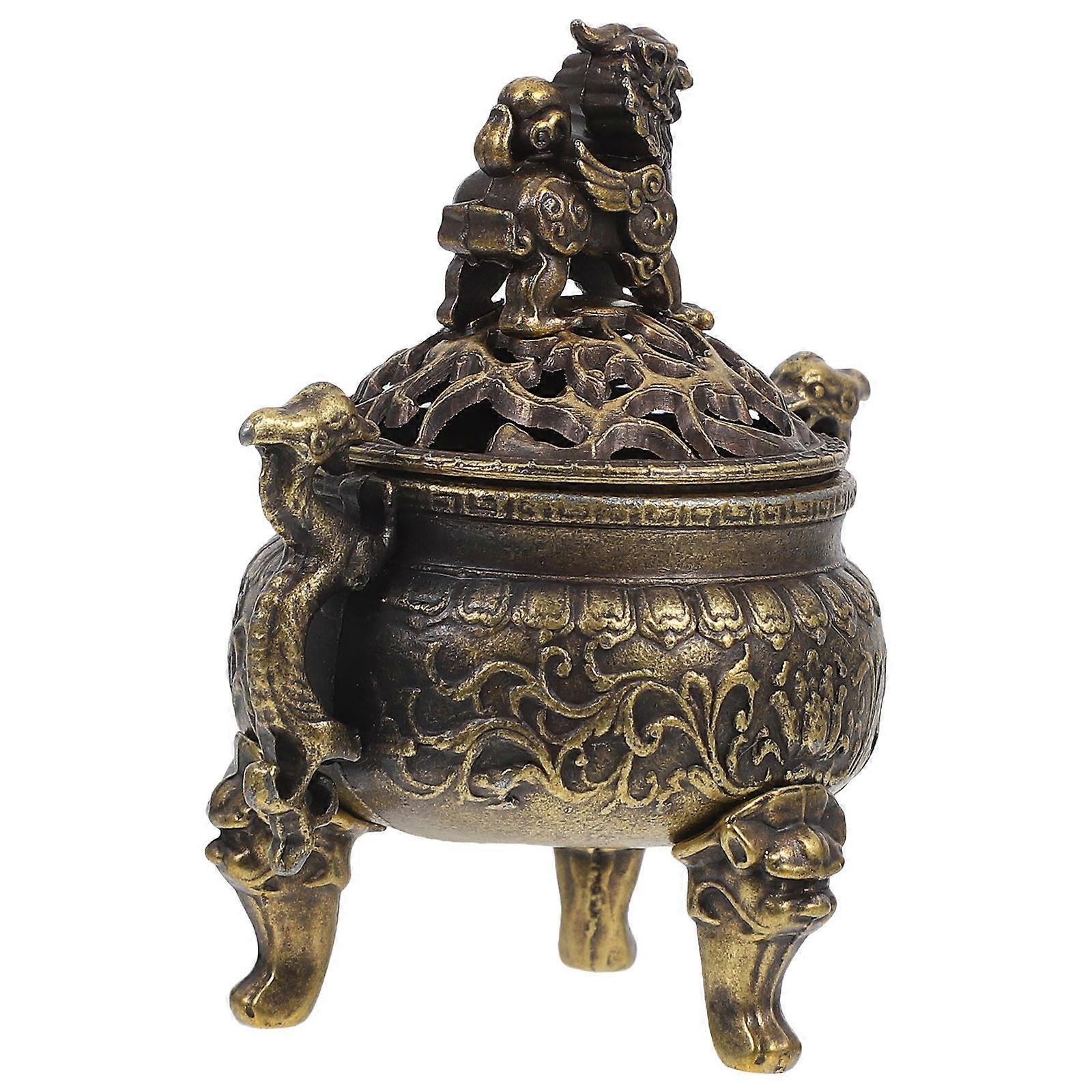 Golden Mini Incense Burner For Aromatherapy Use In Office With Unique Structure 1Pack