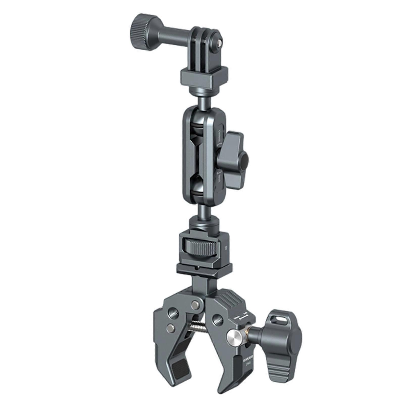 Adjustable Double Clamp Mount Double BallHead 360°Rotation Handlebar Bracket for Action Cameras Bikes DSLR Cameras Multicolor