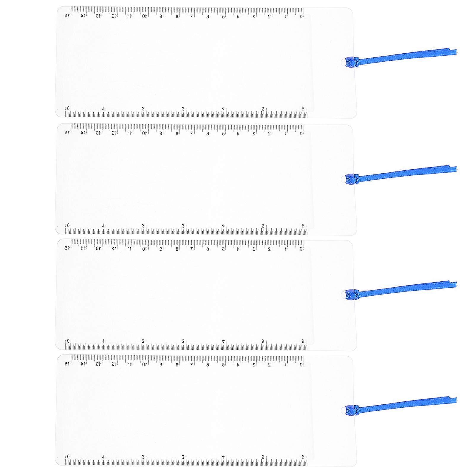 PVC Bookmark Magnifier with Ruler for Reading 4Pcs Portable Magnifying Book Tools
